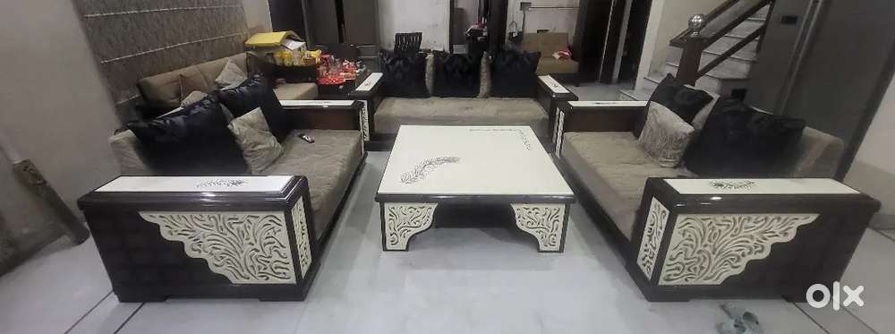 7 seater with Italian marble table set