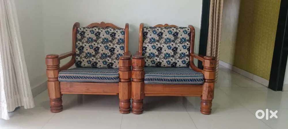 Heavy Sagwan Sofa with new cushions
