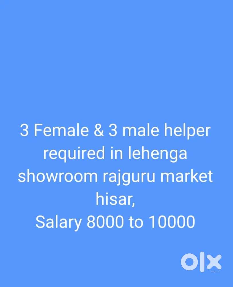 3 Male & 3 Female Helper Required