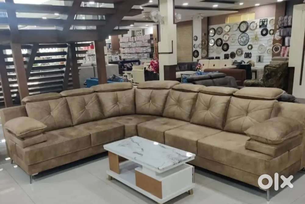 L shape sofa set with designing handle with comfortable headrest
