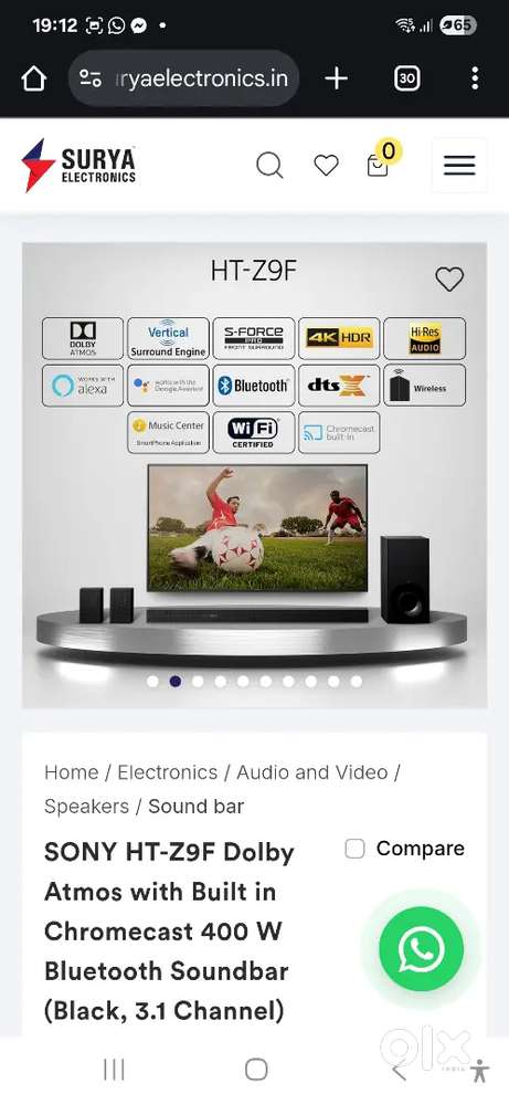 SONY HT-Z9F Dolby Atmos 400 W Bluetooth Soundbar (5.1 Channel)