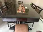 Dining table 8 seater Sangwan wood with mirror table top