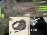 Gaming headphone, keyboard with gaming mouse