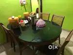 6 seater dinning table top glass