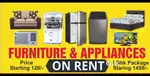 Furniture Appliances on RENT also Package available for 1/2/3 bhk flat