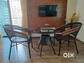 Wooden table and chair