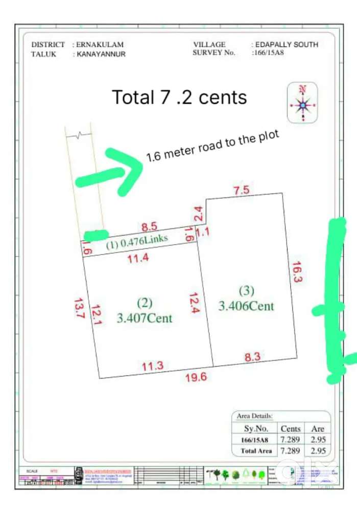 7.2 cent land for sale at automobile road , palarivattom