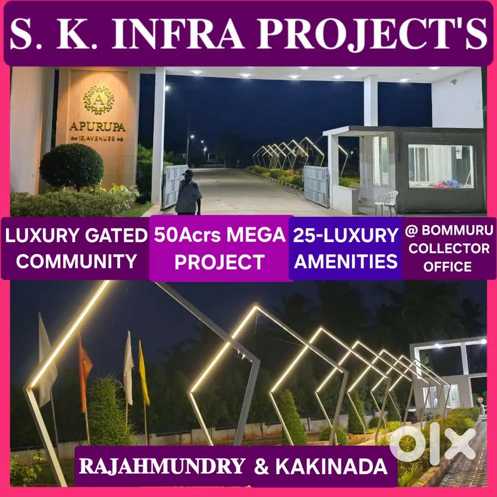 RAJAHMUNDRY 1ST GATED COMMUNITY SITES / VILLA PLOTS@ COLLECTOR OFFICE