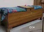 Wooden setti with 2 storage compartments , one drawer and 2 cushions