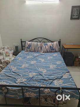 Bedroom setup - Cot, mattress, bedside table and study table