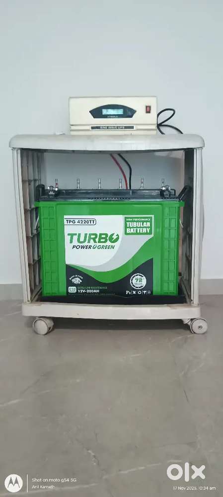 Tubular Battery (12V-200 AH) with Sine Wave UPS