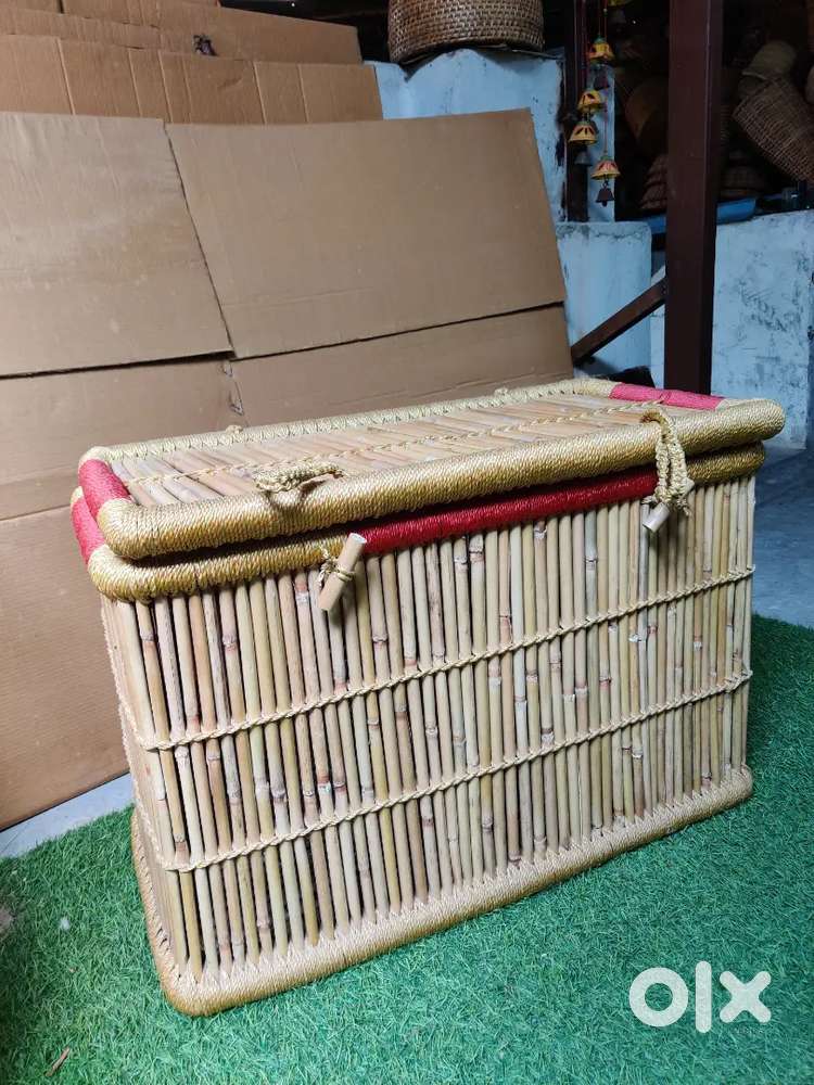 Laundry basket storage basket iron stool bamboo table flower pot