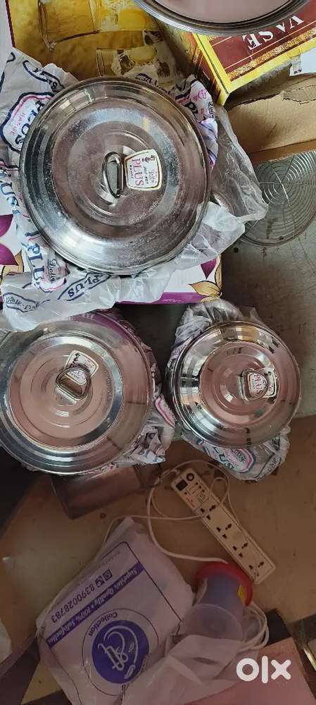 Steel 3 dishes and 3 plates