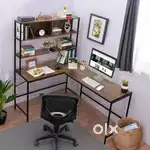 L-Shaped Office / Study Table – About Space 3 Tier Storage