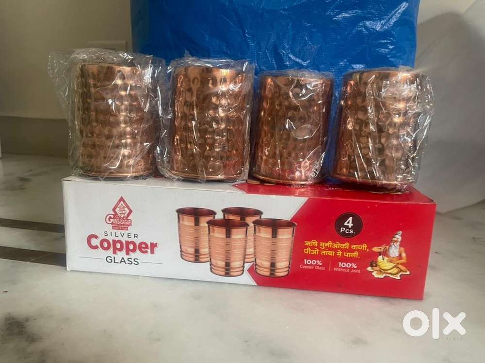 Copper matka with glass set