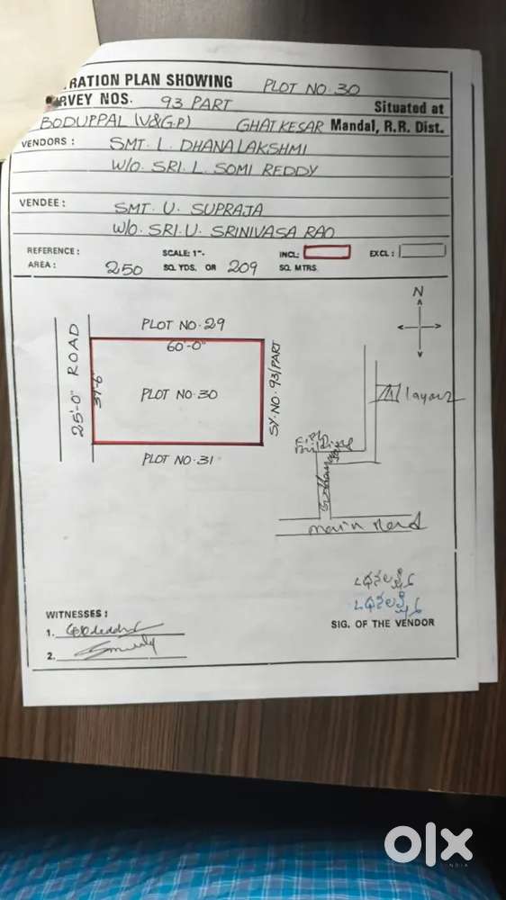 Boduppal NIN Colony 250 sq yard west facing plot for sale