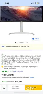 Lg 4k hdr monitor with typ c 32inc in warranty