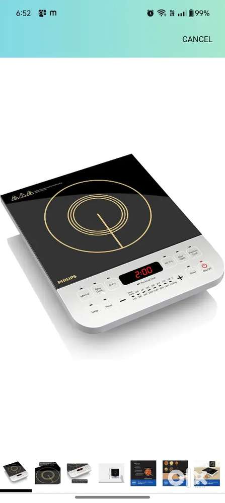 Philips 2100-Watt Induction Cooktop, Soft Touch Button Crystal Glass