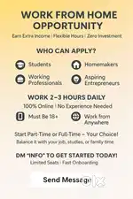 Work from home . Note:-  Age must be 18+.