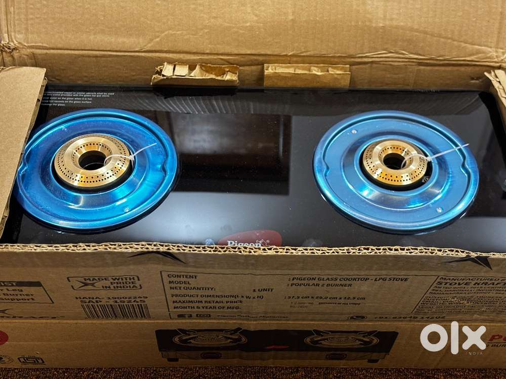 Fresh Unused Pigeon Popular 2-Burner Glass Top Gas Stove – For Sale