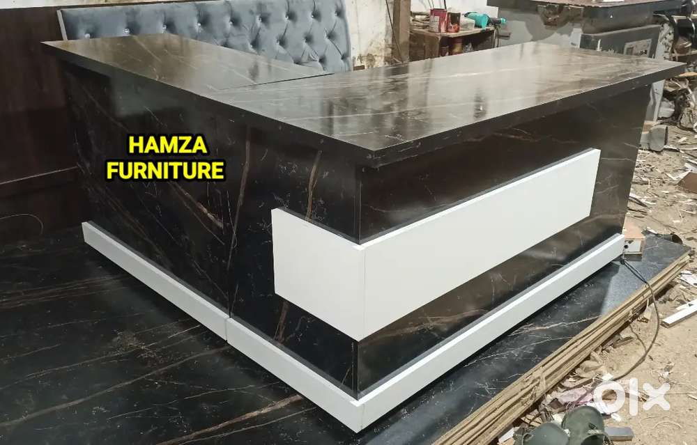 HAMZA FURNITURE NEW SIMPLE LOOK PARTICLE WOOD L SHAPE OFFICE TABLE
