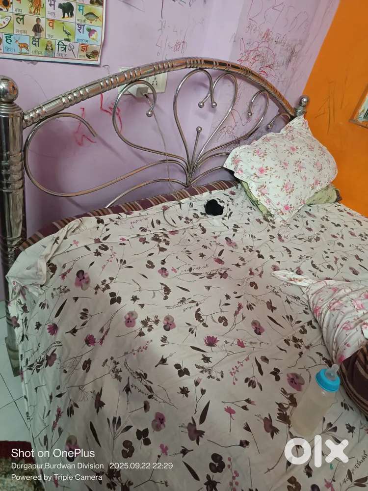 Steel bed with mattress complete set