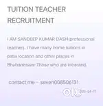 Required of tuition teacher