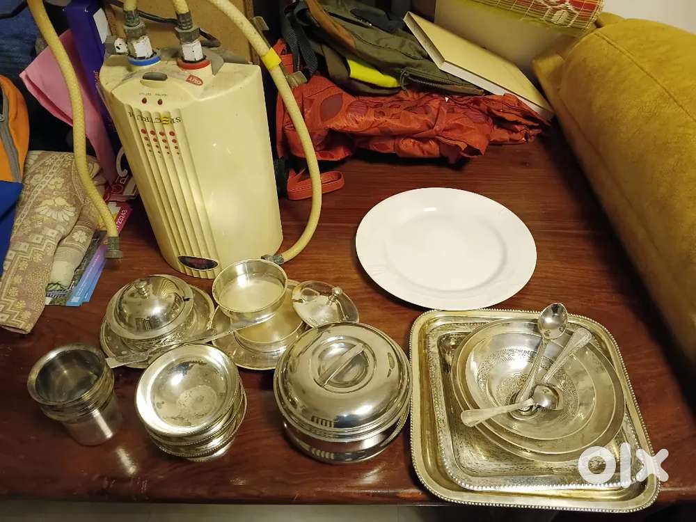 Water heater, creamic plates, kitchen utensils