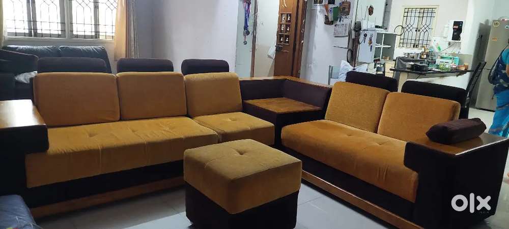 5 seater wooden frame fabric sofa