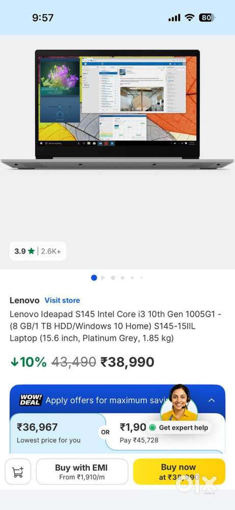 Lenovo Ideapad S145 8GB RAM, 1 TB HDD, 512 GB SSD(After Market)