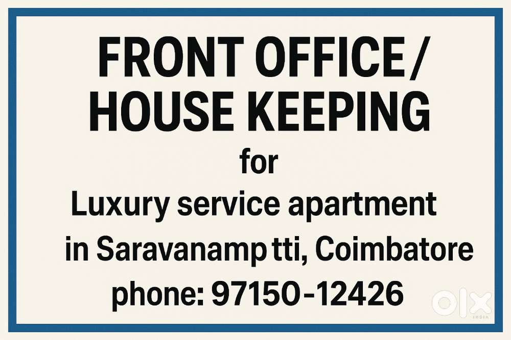 Front Office / House Keeping / Chef