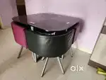Durian Pure Neon Metal 3 seater Dining Set in Black and Purple finish