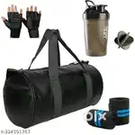 Combo Set of Gym Bag with Gym Glove with Blue Wrist Support Band