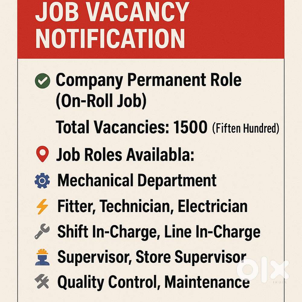 Open vacancy for fresher & Experience candidates