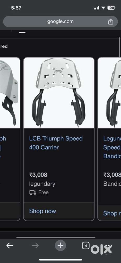 Legundary customs Luggage rack for speed 400 / t4 / scrambler 400