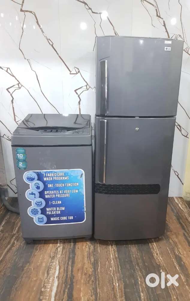 Lg double door refrigerator and croma top load washing machine $