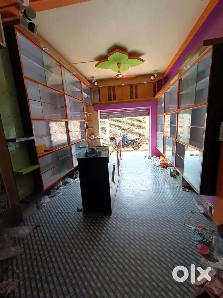 Modular shop decoration with made by wooden items