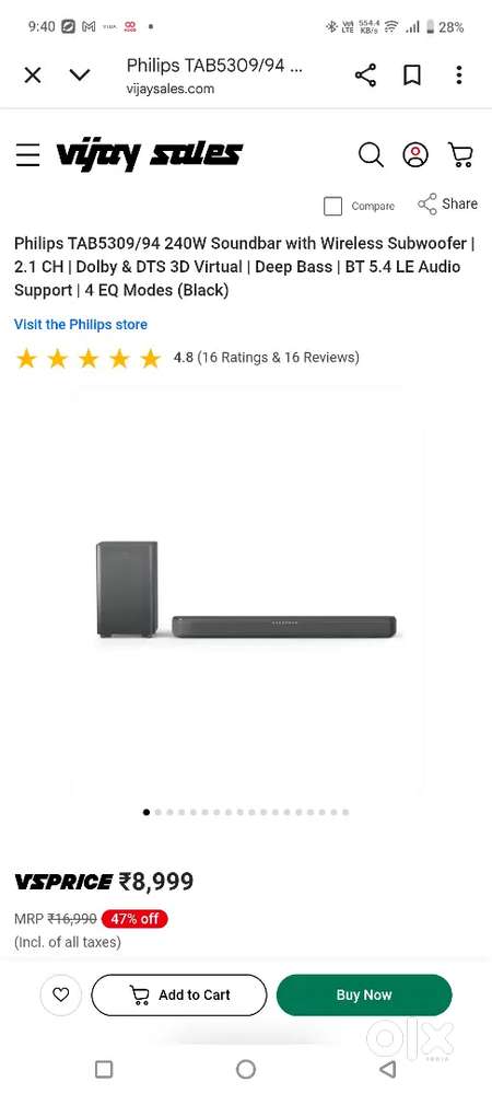 Philips 5309 sound bar, home theatre