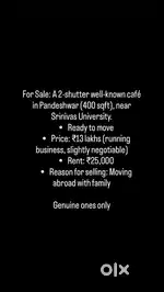 Running cafe for sale