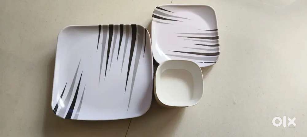 Melamine Square Black and White Dining Set