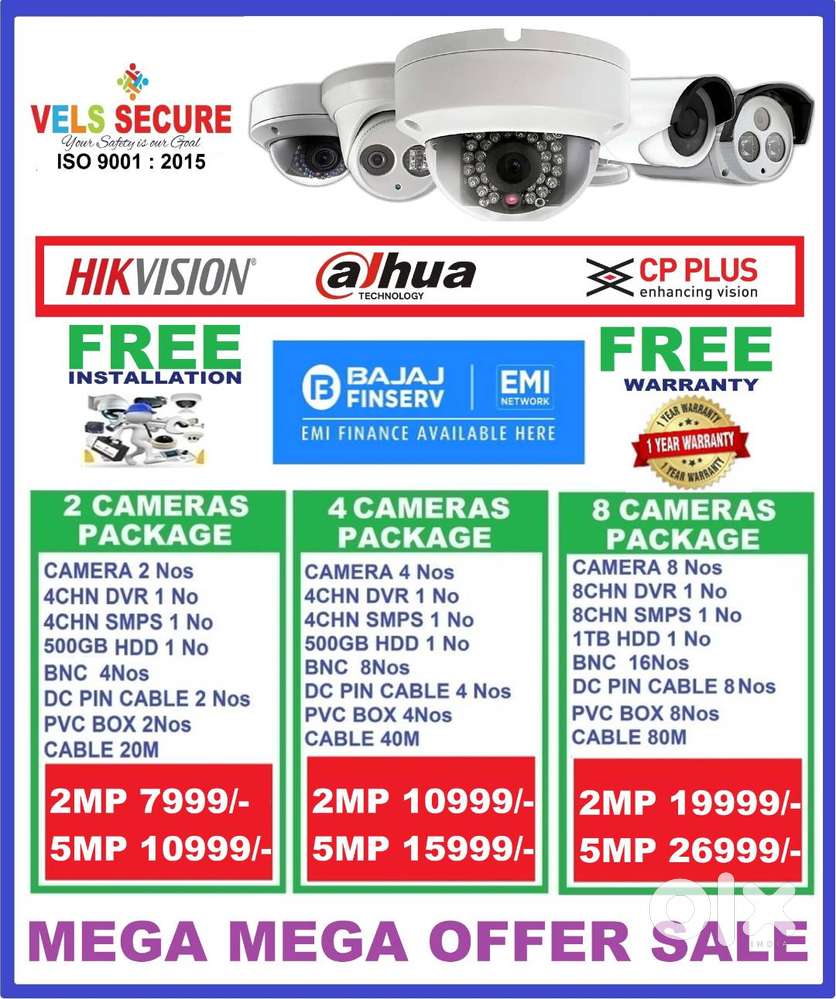 OFFER OF          2MP HIKVISION or DAHUA or CP PLUS CCTV CAMERA   DAY