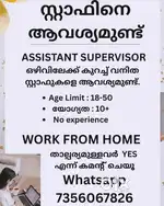 Work from home- post : Assistant Supervisor