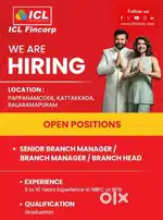 Senior Branch Manager/ Branch Manager at Trivandrum