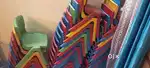 18 chairs and 2 table of play school
