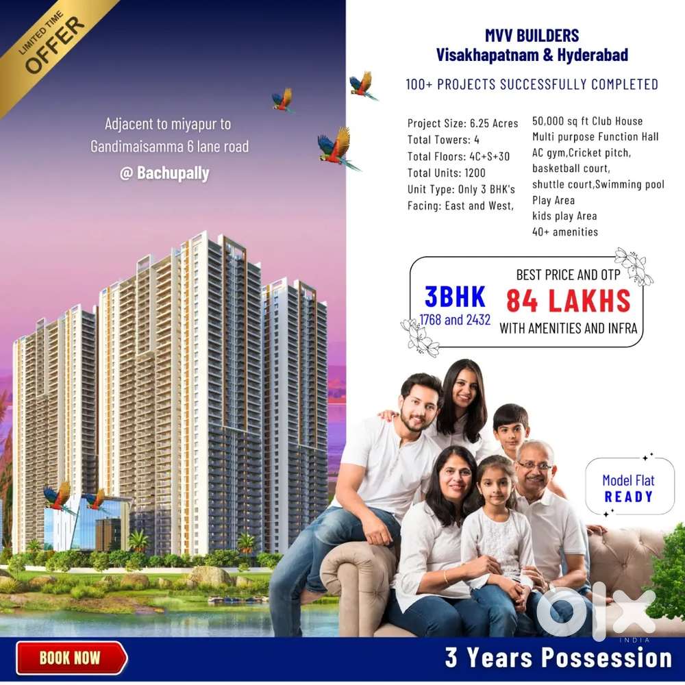 Fully luxury gated community flats available @ Bachupally