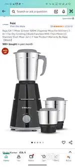 Bajaj mixer 3 jar 500w