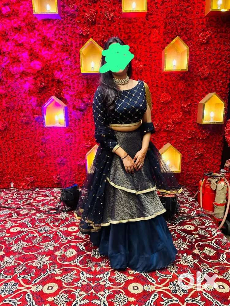 Navy Blue Princess Style Lehnga choli