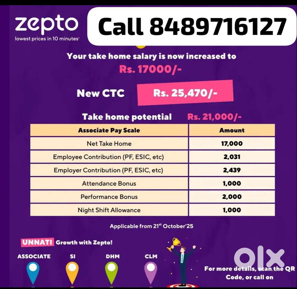 Zepto store picking packing scanner job available