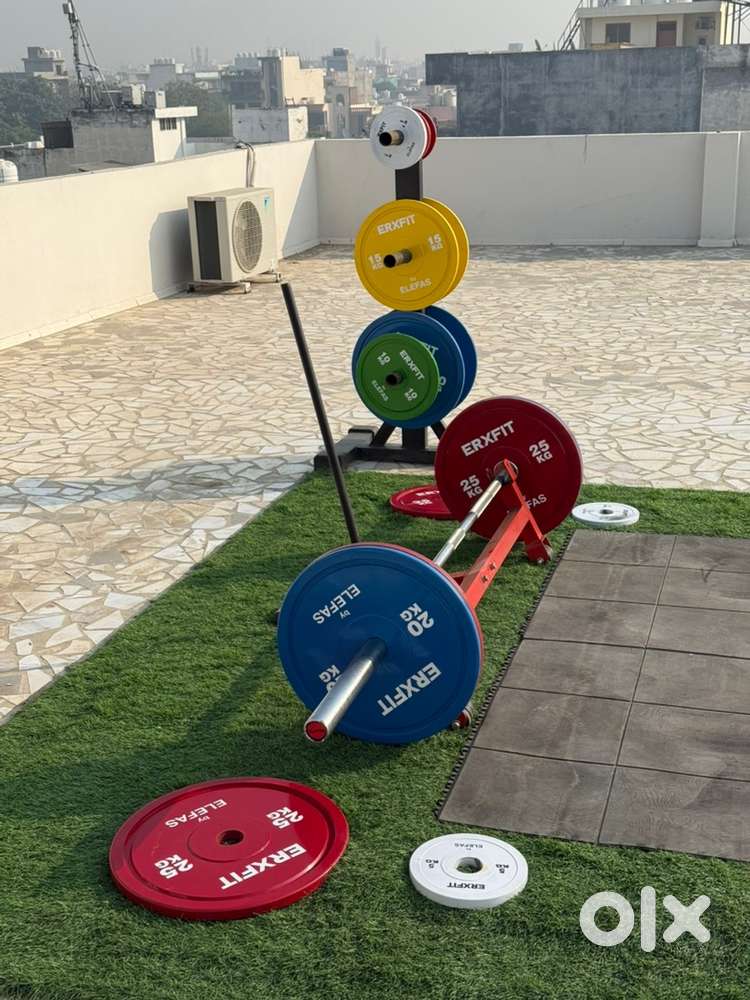 Powerlifting Iron Plates Powerlifting Barbell Jack & Mats