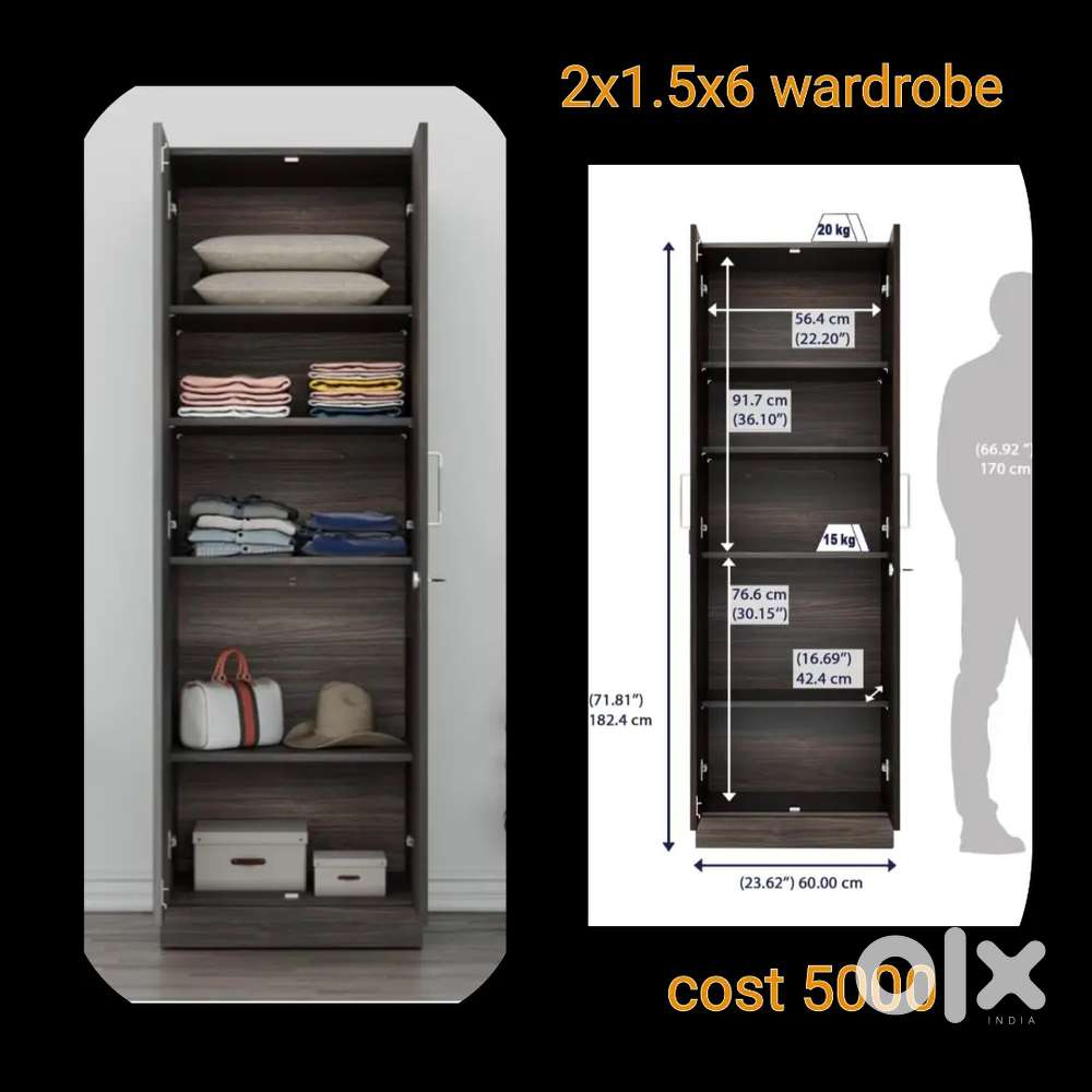 2x1.5x6 feet small and tall wardrobe manufacturer